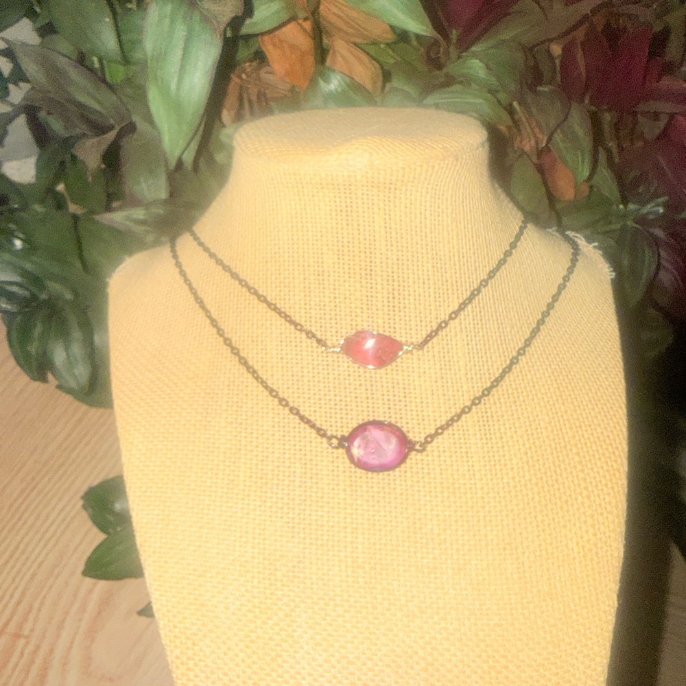 Pink Stone necklace creations in show